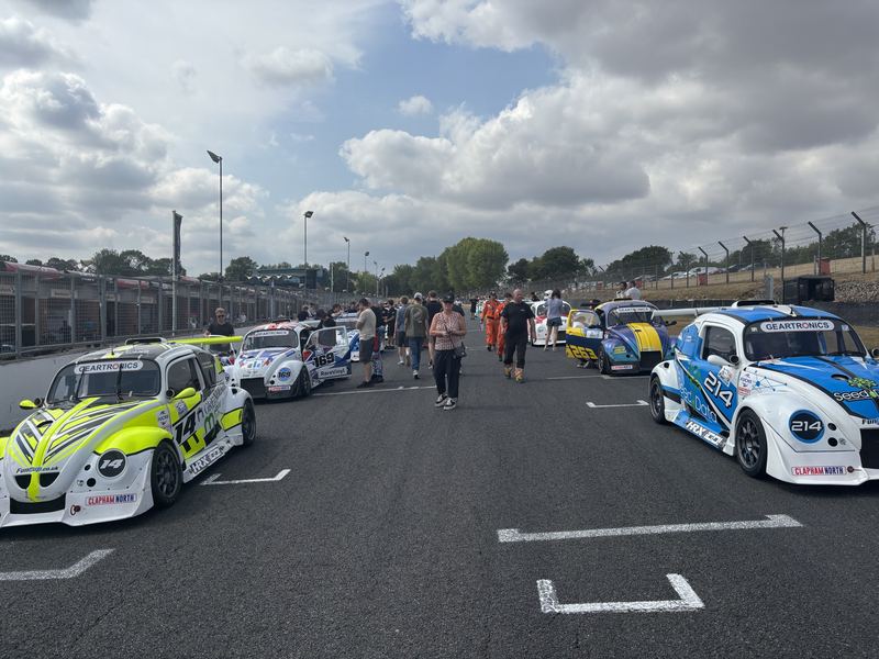 Fun Cup cars lined up on the Brands Hatch grid